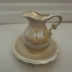 Elegant Cream Pitcher and Bowl Set